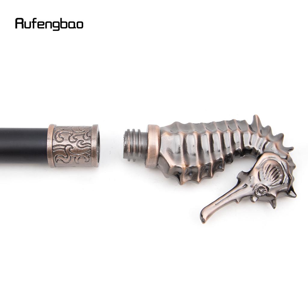 Red Copper Luxury Seahorse Hippocampus Walking Cane Fashion Decorative Stick Gentleman Elegant Cosplay Cane Knob Crosier 93cm