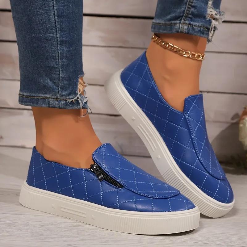 Fashion Fashion Ladies Shoes 2024 Hot Sale Slip-on Women's Vulcanize Shoes Zip High Quality Plus Size Round Toe Comfortable Casual Shoes