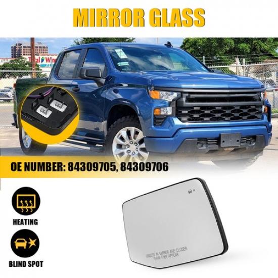Fit -2025 Chevy Silverado 1500 Passenger Side Heated BSM Door Mirror Glass