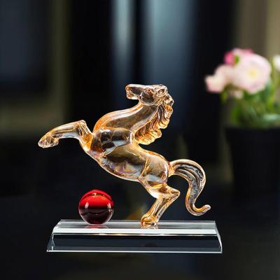 Animal Sculpture Art Figurine Desktop Bookshelf Dorm Shop Glass Horse Statue