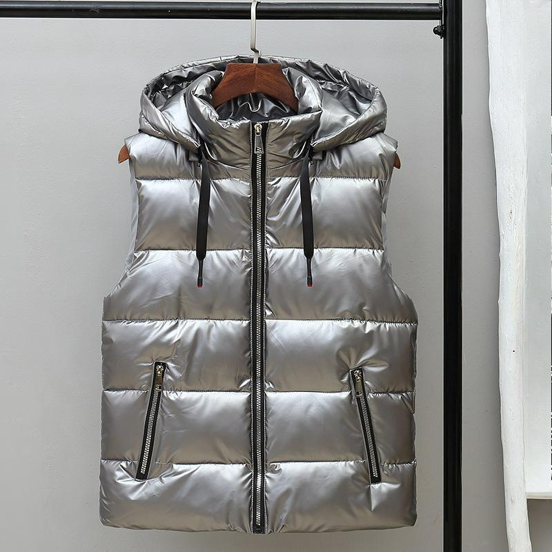 

Men s Waistcoat Autumn and Winter Glossy Jacket Thick Cotton Waistcoat Warm Vest Outer Wear Couple Waistcoat XXXXXL сірий