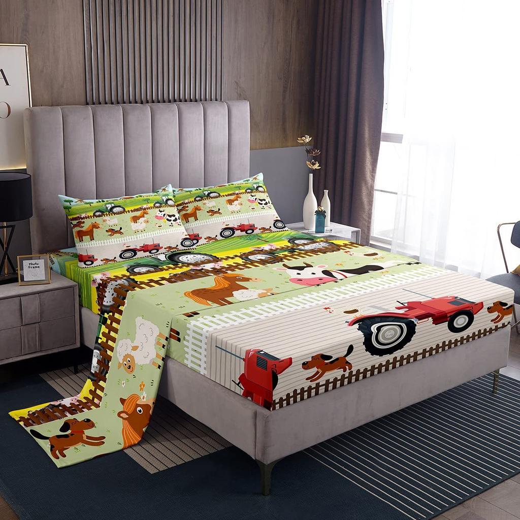 Cute Cartoon Panda Pattern Bed Hat Four-Piece Bedding Set Bedroom Dormitory Bedding Decoration