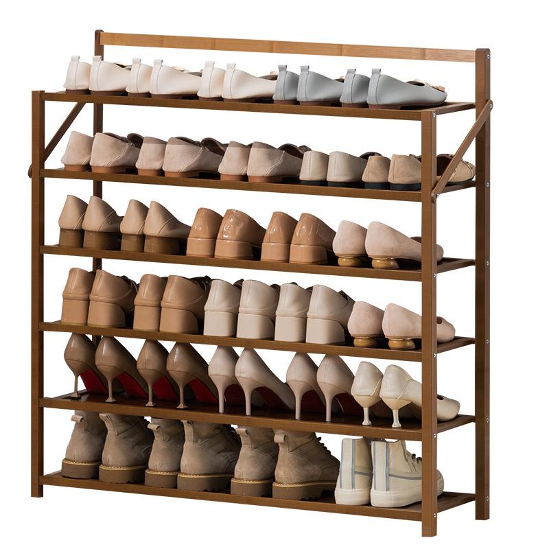 House Doorway Living Room Simple Shoe Rack Folding Portable 6 Floor 90cm Wide Bamboo Wooden Shoe Storage Organizer Rack Stands