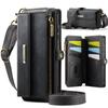 Für Samsung Galaxy A17 Brieftaschenhülle, RFID-blockierende PU-Lederhülle Ständer Klapphülle Armband Reißverschluss Kreditkartenhalter