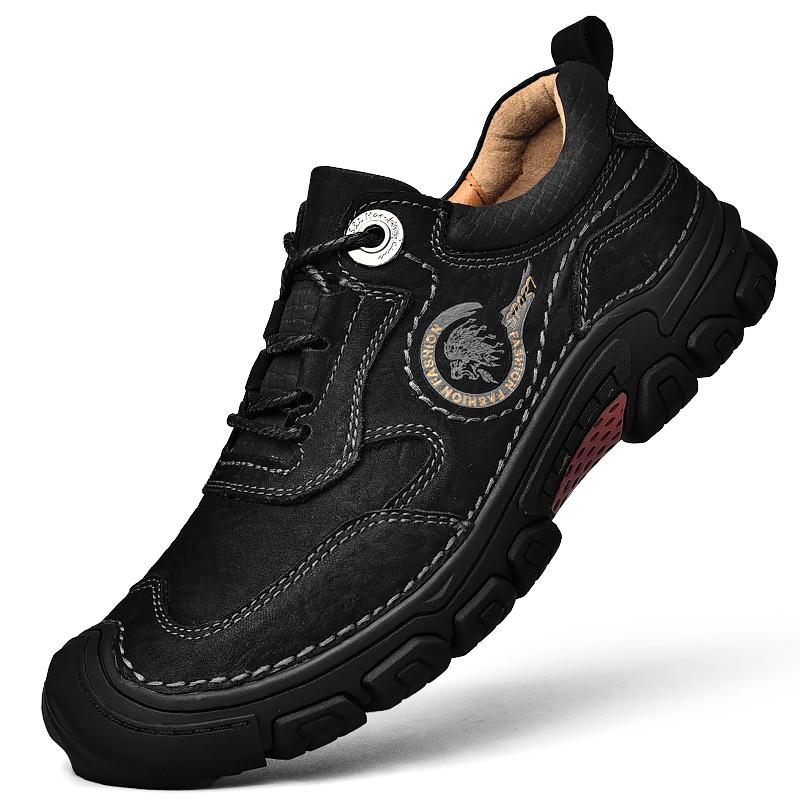 Fashion Spring Outdoor Men's Wear Resistant Hiking Shoes Genuine Leather Casual Shoes High Quality Platform Climbing Shoes Boots for Men