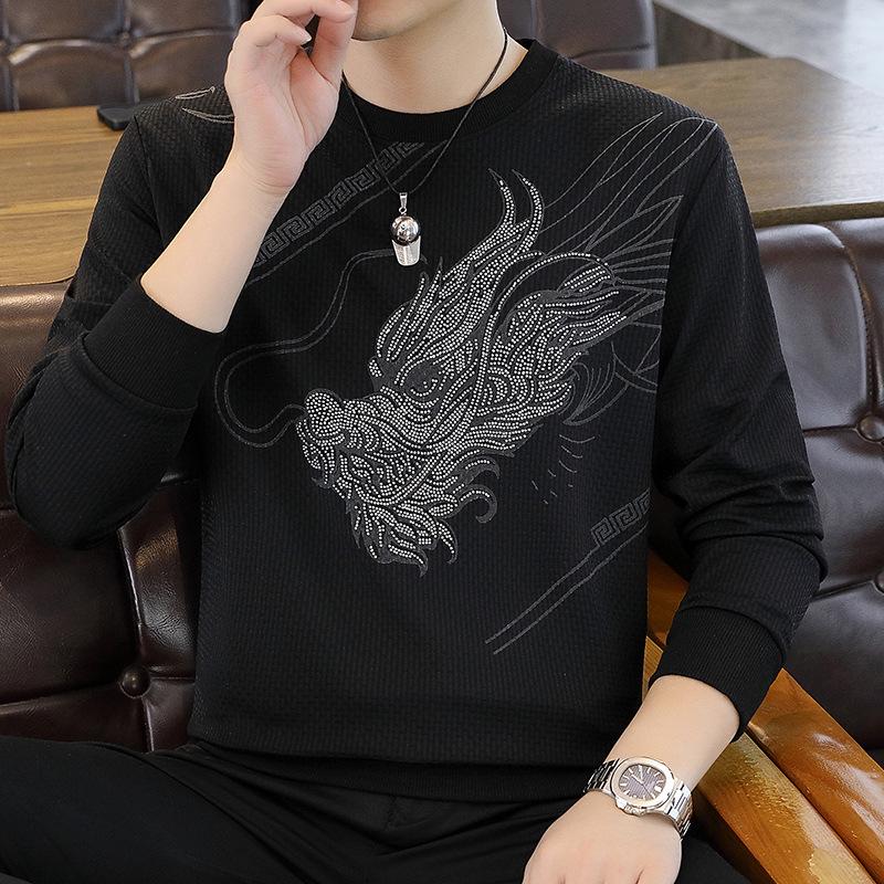 Męska modna koszulka z długim rękawem i okrągłym dekoltem - Kolekcja Jesień 2025