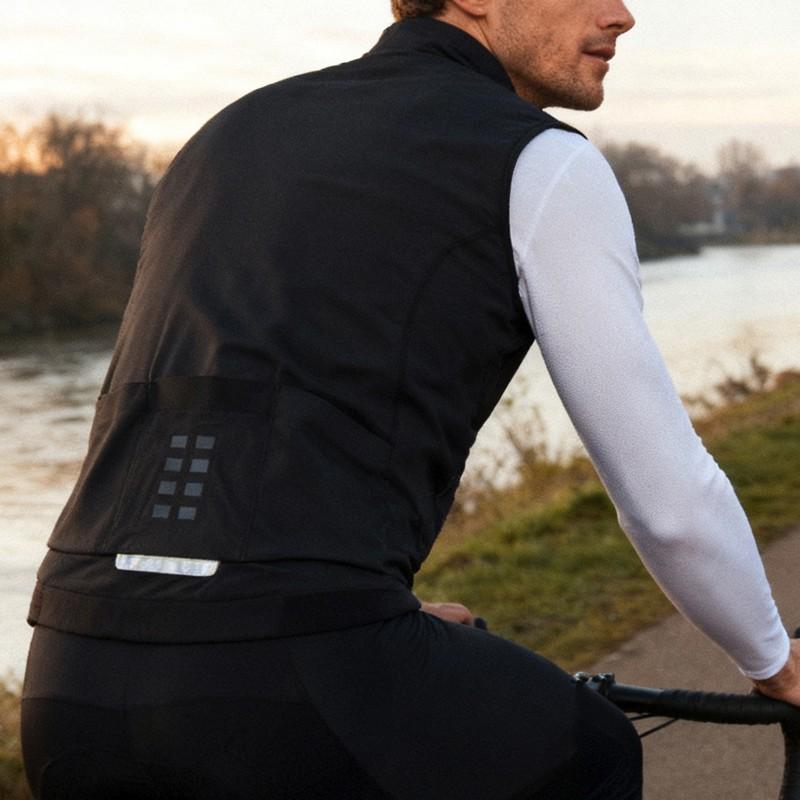 Windproof Cycling Vest Fleece-lined Thermal Waistcoat Men Winter Bike Riding Outerwear