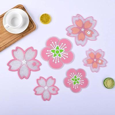 Dining Table Mat Cherry Lucky Clover Blossom Heat Insulation Pad Anti-skid Cup Pads Non-slip Coaster Kitchen Accessories