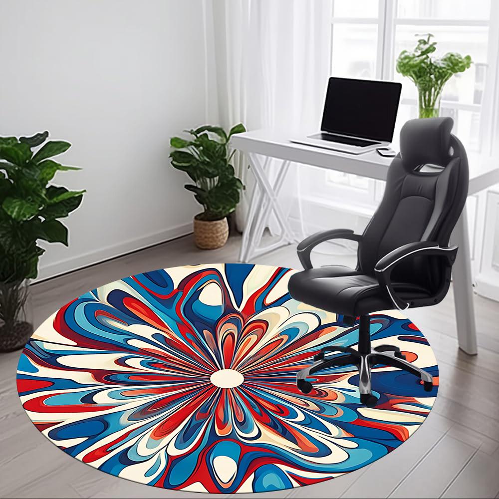 1pc Floral Abstract Office Round Area Rug, Indoor Mat Suitable For Office, Under Office Chairs Bedroom Living Room Home Decor, Room Deco