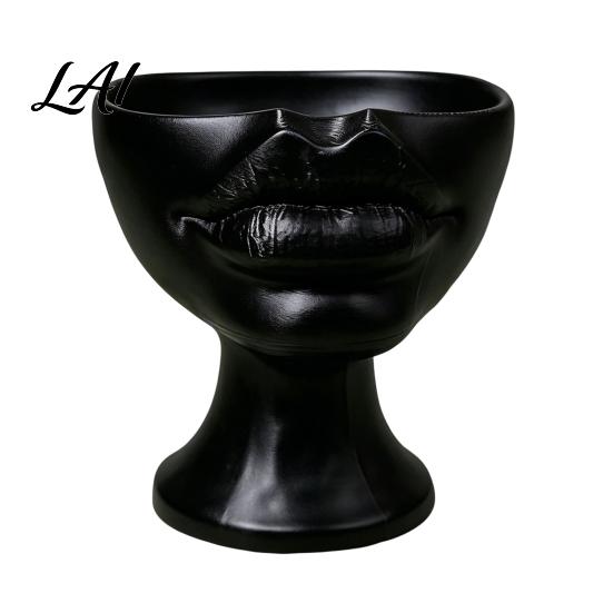 Modern Art Home Ornament 3D Printed Lip-Shaped Flower Pot Artistic Sculptural Planter with Matte Finish PLA Desktop Decor Multifunctional Minimalist чёрный