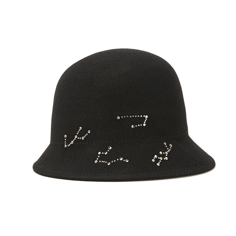 Autumn and winter windproof warm bucket hat female face small age reducing woolen hat trendy versatile simple basin hat