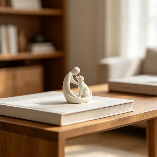 Hund und Besitzer Statue Ornament, Kompakte 3D-gedruckte Skulptur, Nordische minimalistische Schreibtischdekoration für Tierliebhaber Heimhandwerk
