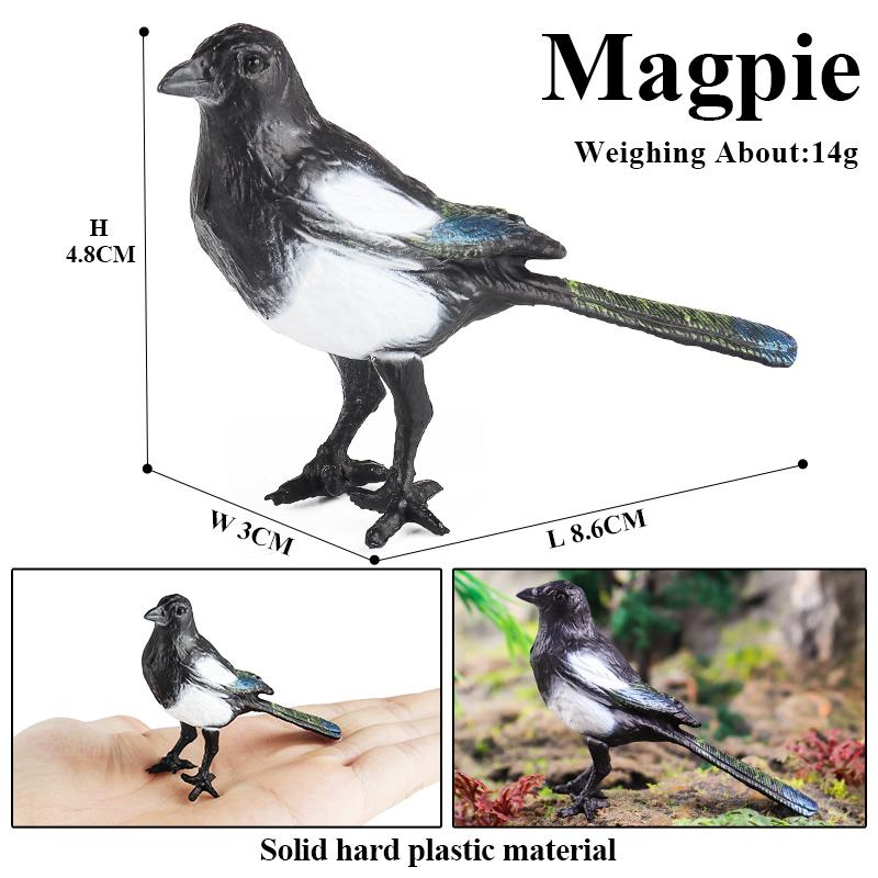 Oenux Forest Bird Animals Wild Ostrich Magpie Owl Crow Flamingos Figurines Action Figure PVC Garden Decoration Miniature Kid Toy