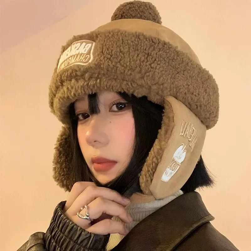 WTEMPO Autumn/Winter Plush Bomber Hats Women Plush Velvet Warm Ear Protection Hats Outdoor Skiing Cycling Hats