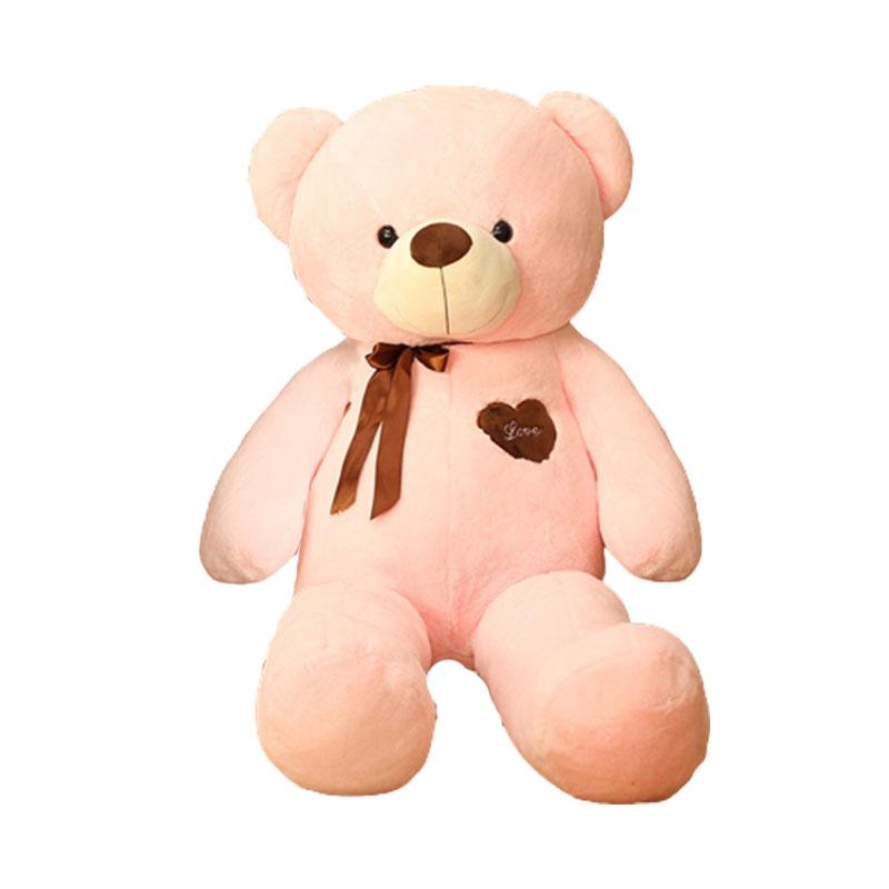 Adorable Silky Ribbon Teddy Bear Plush Toy For Girls Pp Cotton Stuffed Animal In Short Plush