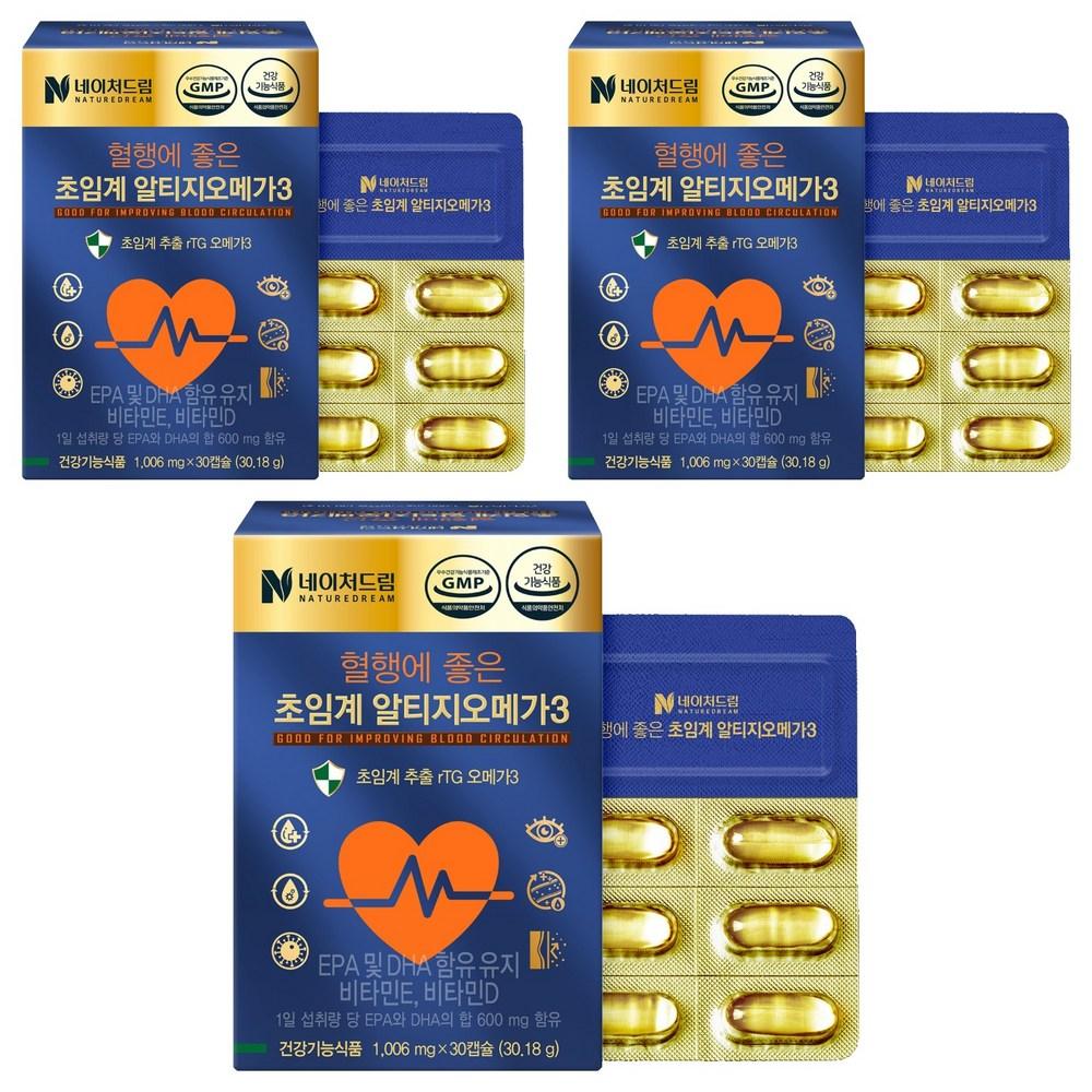 Nature Dream Supercritical RTG Omega-3 for Blood Circulation 30.18g 30 Tablets 3 pcs