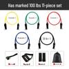 Multifunctional 11-Piece Resistance Band Set with Straight Bar, 100 Lbs