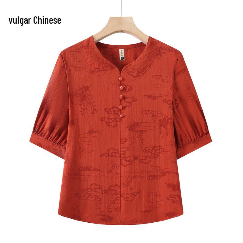 Women s Summer Cotton Linen Short Sleeve Printed T-Shirt 4XL