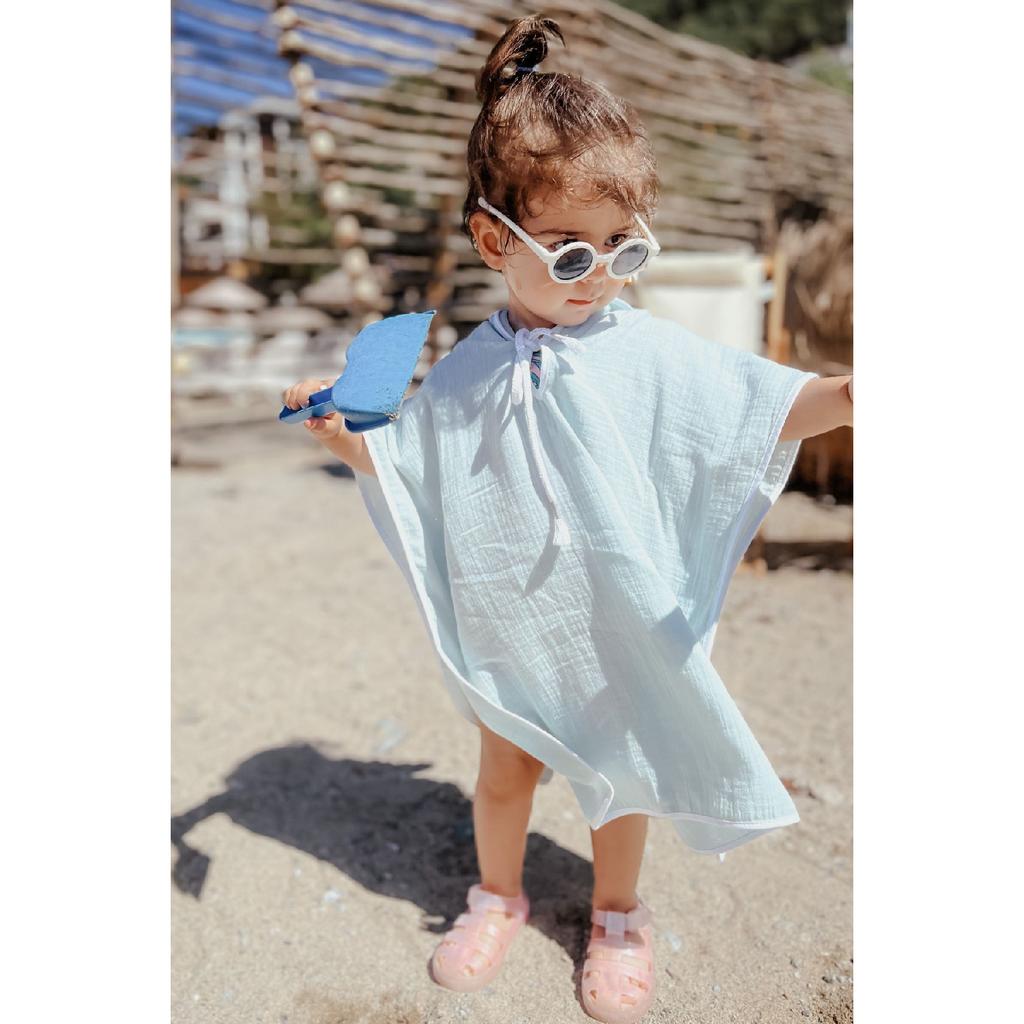 100% Organic Cotton Muslin Poncho - Girls Boys Baby Kids Poncho, Beach Poncho, Bathrobe