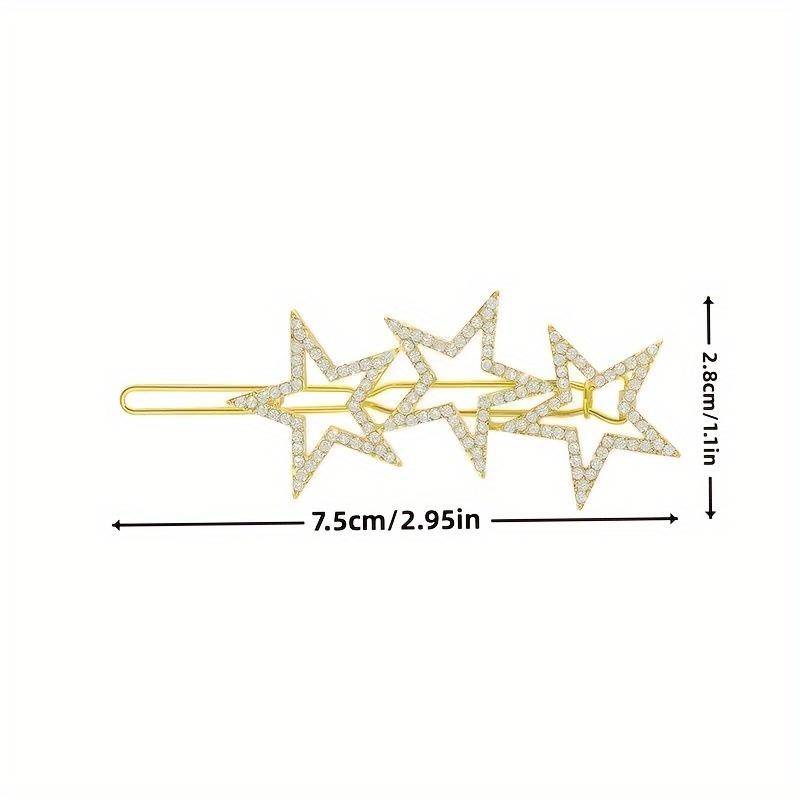 Sparkling Rhinestone Star Hair Clip for Women Elegant & Cute Five-Pointed Hairpin with Secure Frog Clip, Lightweight Solid Color Hair Accessories