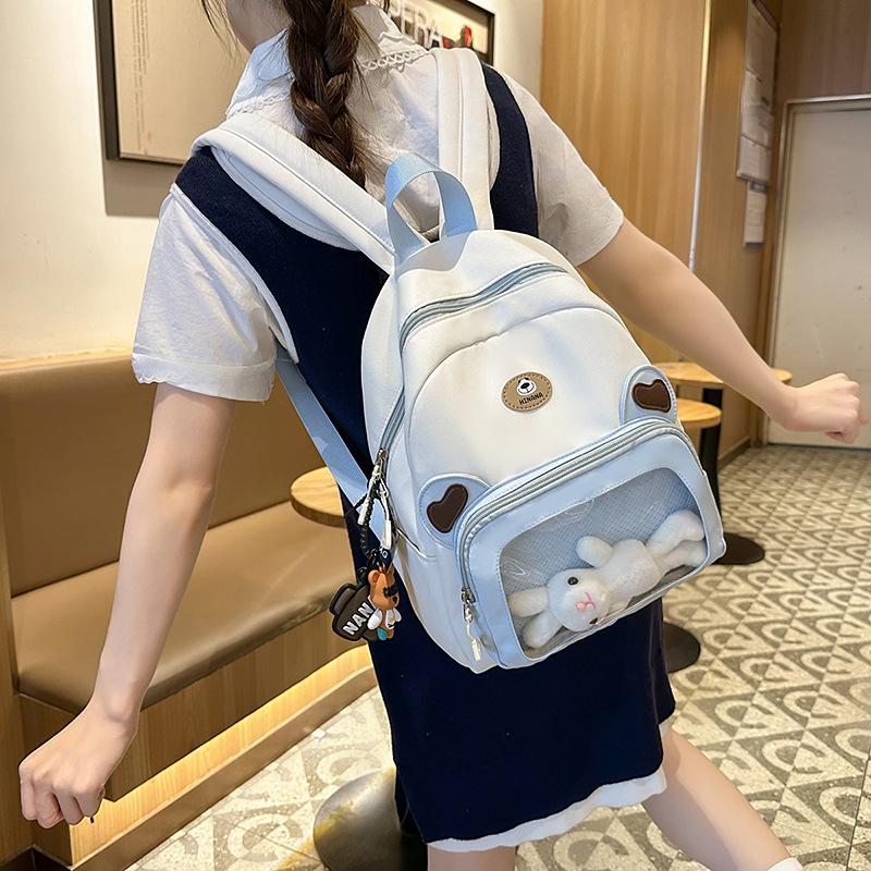 Schoolbag New Large Capacity Cute Cartoon Shoulder Bag Versatile Girl Pain Bag Casual Fashion Girls Transparent Backpack