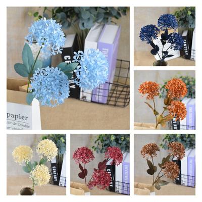 5Pcs Simulation Flowers Exquisite Attractive Premium Practical 3 Heads Plastic Hydrangea Artificial Flowers for Table