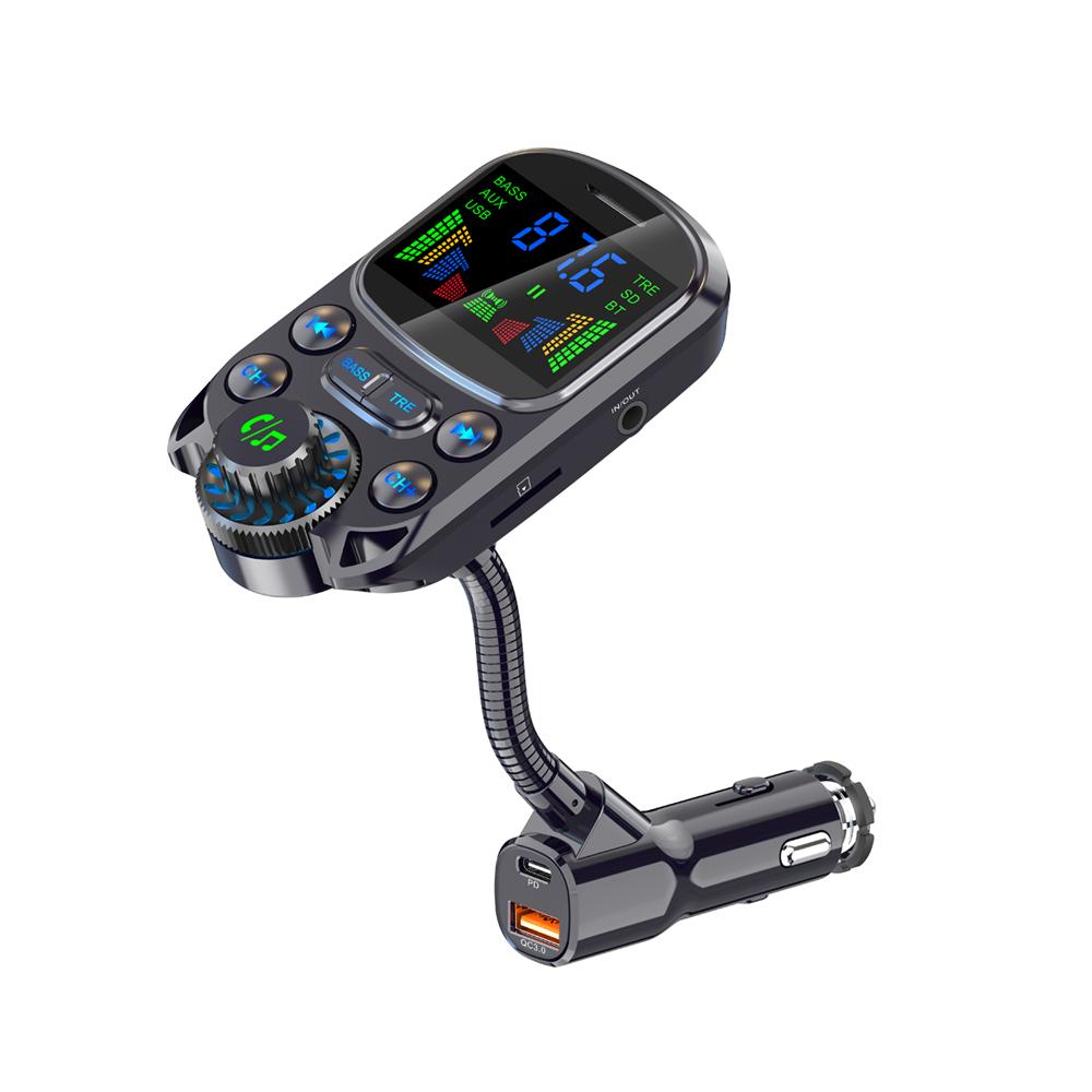 Renkli Araç Şarj Cihazı FM Verici Bluetooth Kablosuz Eller Serbest Ses MP3 Müzik Çalar PD Type-C QC 3.0 Hızlı Şarj Cihazı Aksesuarları