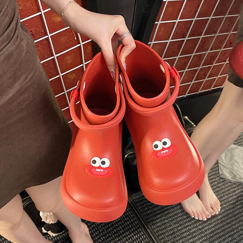 Fashion Platform Rain Boots Non-slip 2025 New Summer Rubber Shoes Fashion Waterproof Outer Wearing Booties Short Tube Rain Boots