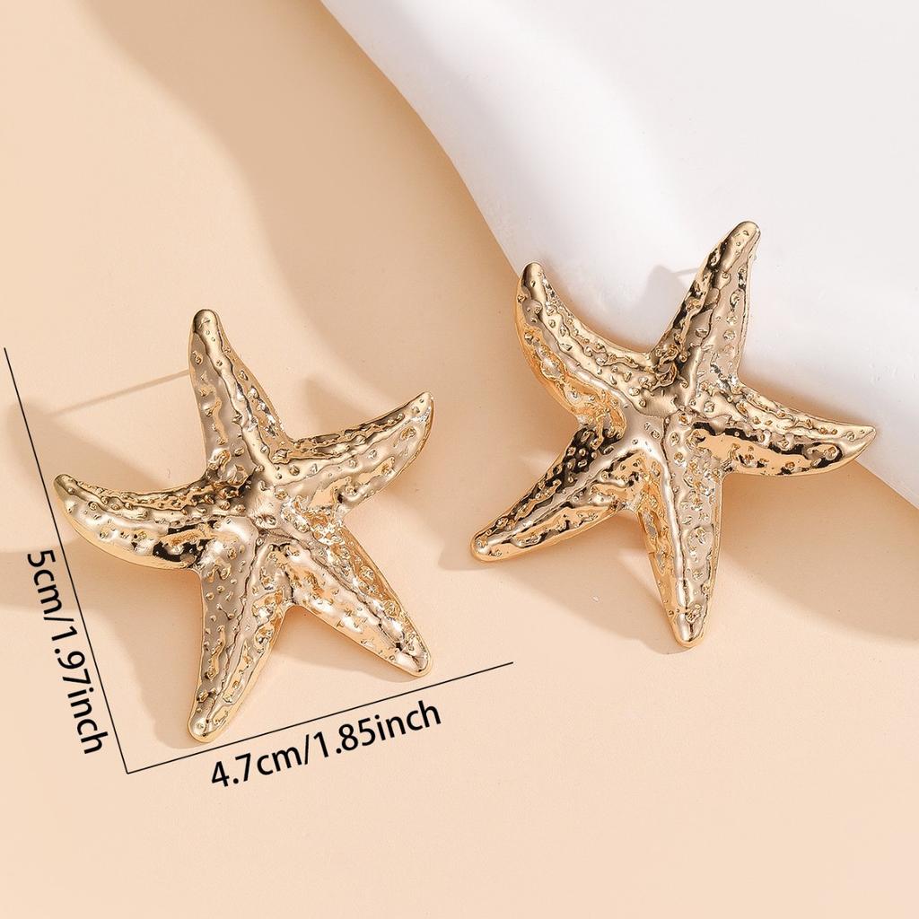 Exaggerated Starfish Earrings Personalized Beach Vacation Style Womens Ear Jewelry