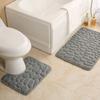 Inyahome Memory Foam 2 Pieces Bath Rugs Set Soft Non-Slip Thick Bath Mat and Contour Toilet Rug Absorbent Washable Bathroom Rugs