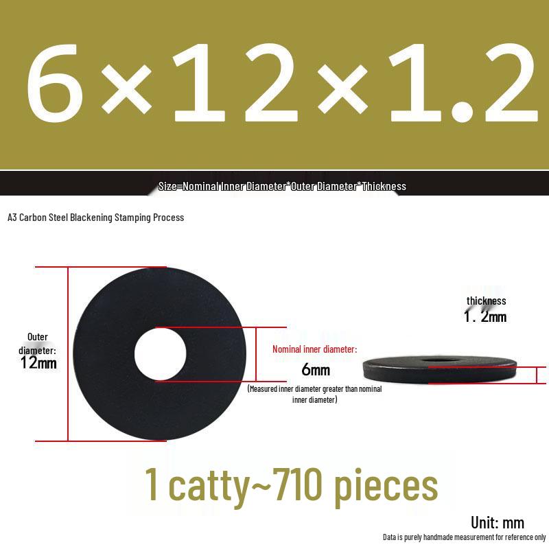 Thickened Black Flat Washer: Enhanced Round Metal Spacer for Home Use