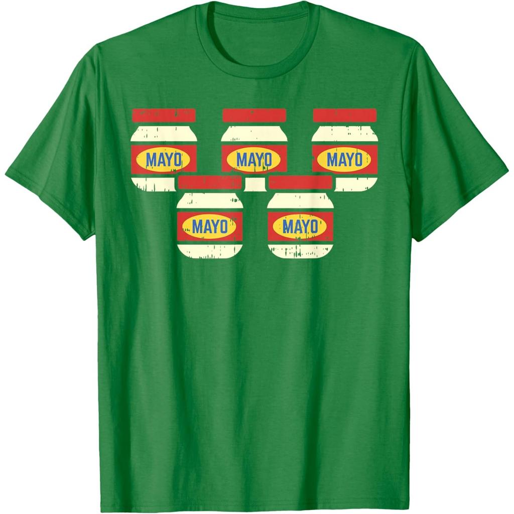 Funny Mayo Jar Five Pack Distressed Graphic Tee Retro Foodie T-Shirt Casual Cotton
