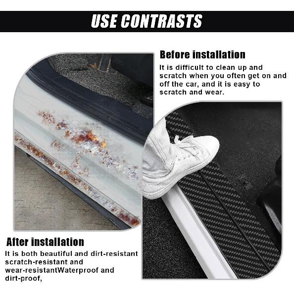Car Door Sill Protector, Sport Carbon Fiber Threshold Guard Scuff Cover Strip, Anti-Scratch Car Door Entry Edge Protection Sticker, Auto Bumper