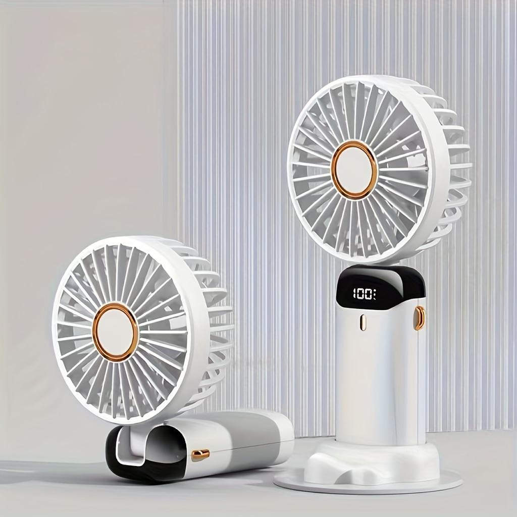 1pc, Mini Portable Fan, Handheld Fan, Personal Mini Fan, USB Rechargeable, 5 Speeds, 90° Foldable Battery Powered, Mini Fan with LED Display