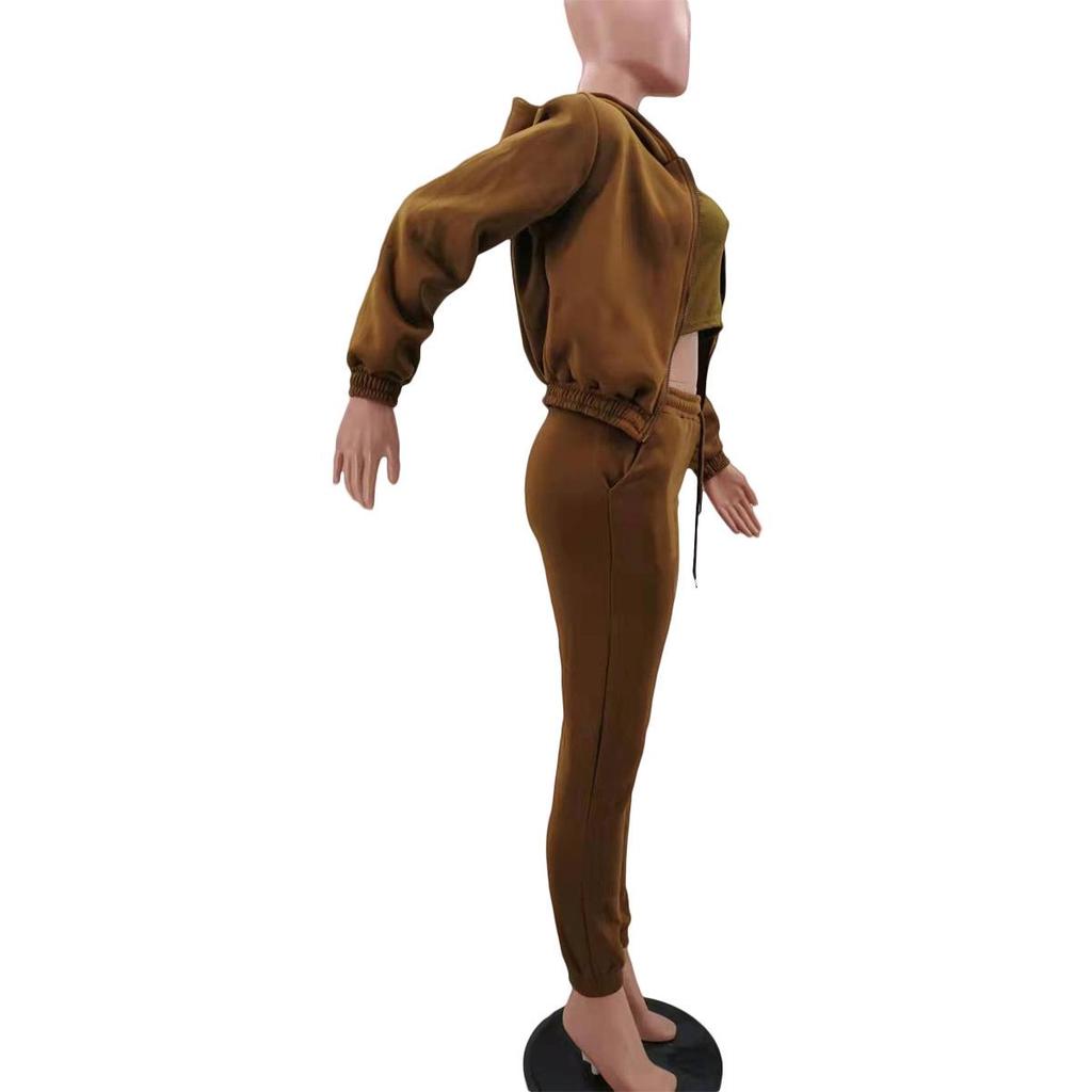 En Stock 2022 Sudadera con Capucha Europea y Americana para Mujer Talla Grande Traje Deportivo de Ocio (Juego de 3 piezas)