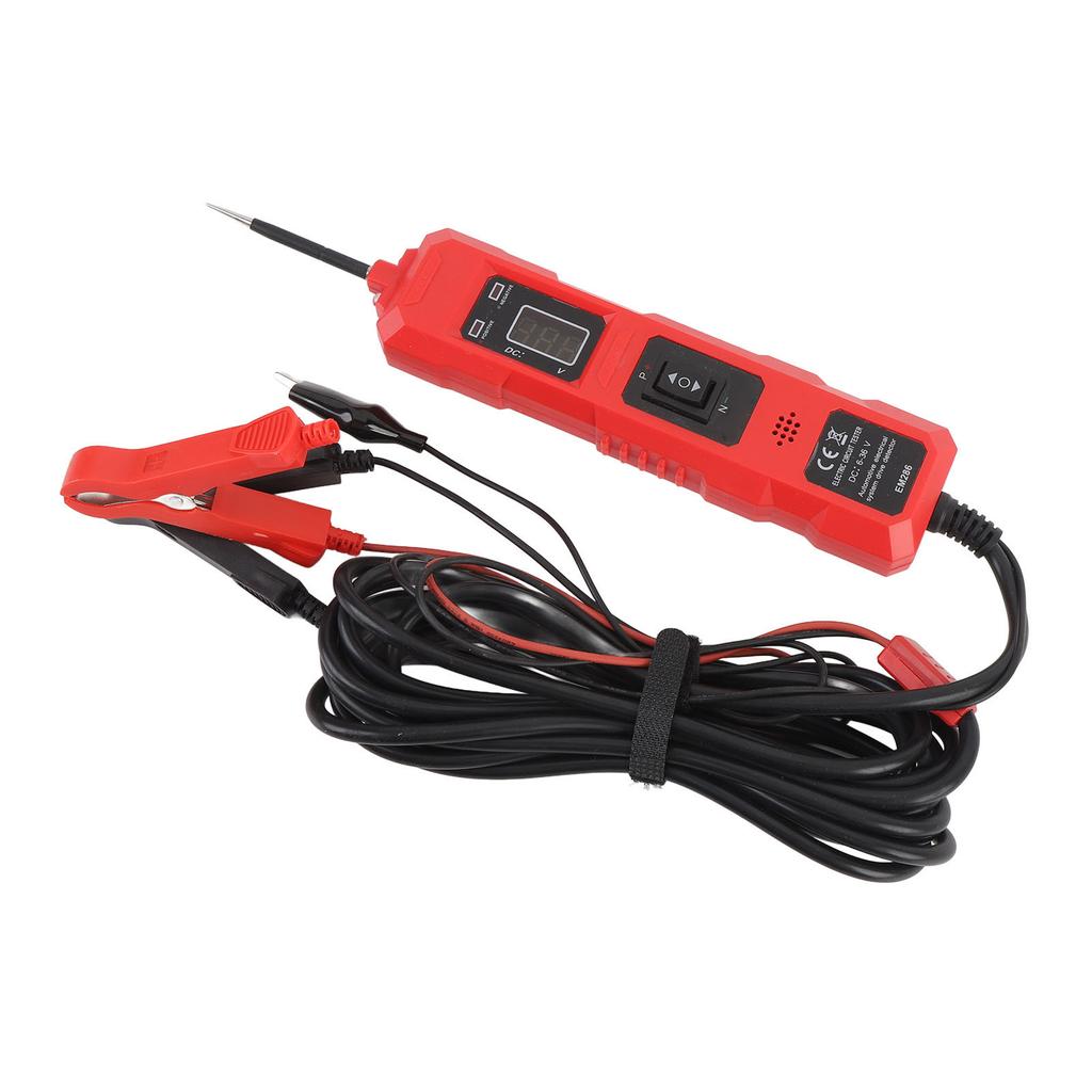 Car Circuit Tester DC 6 to 36V Multifunctional High Sensitivity with 2 Clips Power Circuit Probe Tester for Vehicles Red