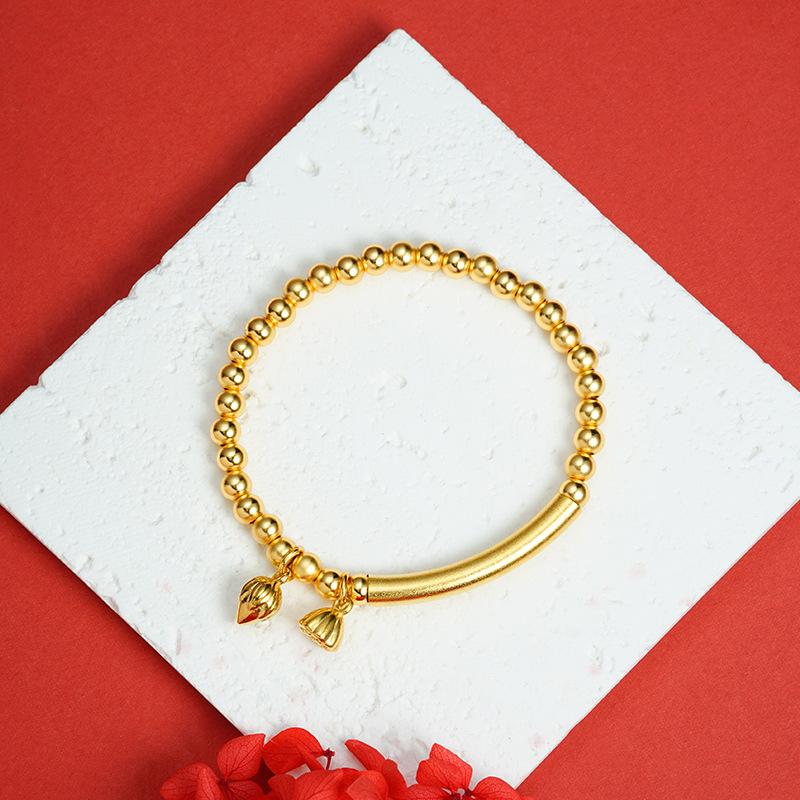 National Trend Ancient Lotus Lotus Seed Bracelet Women s Two-life Half-bracelet Transfer Bead Bracelet Bracelet One Size(16-22CM)