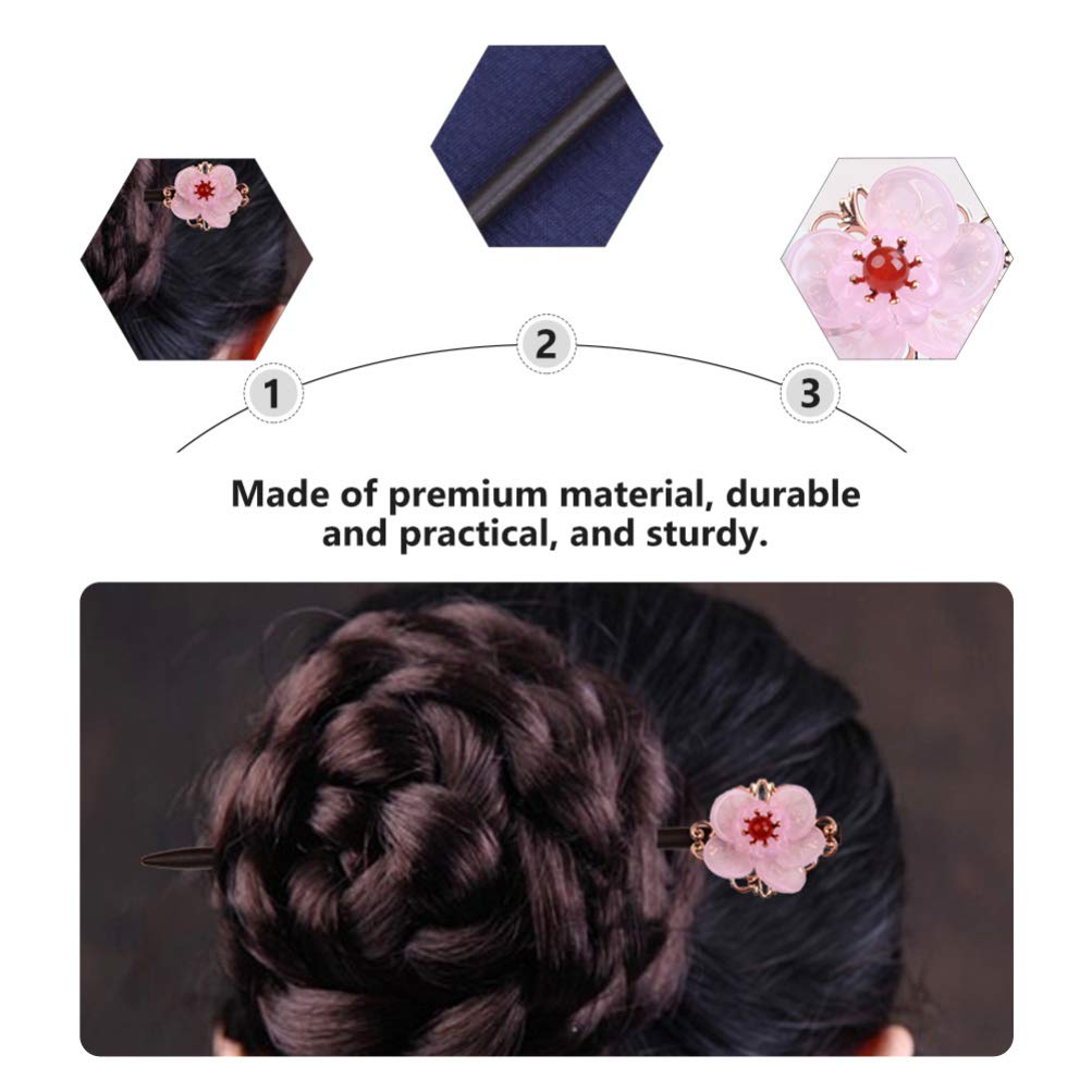 FRCOLOR Wooden Hairpin, Floral Pattern, Single Hairpin, Japanese Style Accessory, Hair Clip, Hair Ornament for Coming-of-Age Ceremony, Kimono,