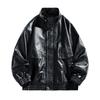 New Fattened Plus Size Leather Jacket Men's PU Leather Tooling Large Size Leather Jacket Men's Stand-Up Collar Locomotive Douyin Cross