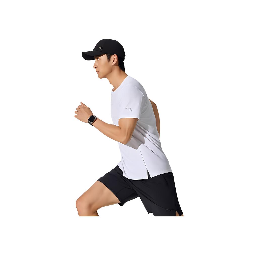 Anta Running Series Sports Casual Simple Solid Color Round Neck Pullover Comfortable Breathable Short Sleeve T-Shirt Men Tops Pure-White 152525109-2