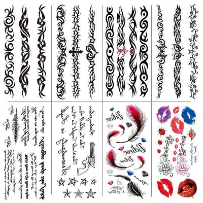 Englisch Tattoo Aufkleber Feder Rote Lippen Totem Arm Kreis Set Simulation Wasserdichte Tattoo Aufkleber
