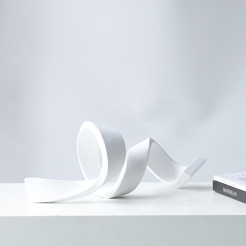 Креативная Геометрическая Ленточная Скульптура Смоляные Поделки Серебряный Узел Полый Обмотанные Лентами Фигурки Домашний Декор
