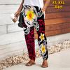 Women Flower Printing Pants Lace Up Elastic Waist Loose  Trousers Casual Long Pants Trousers with Pockets