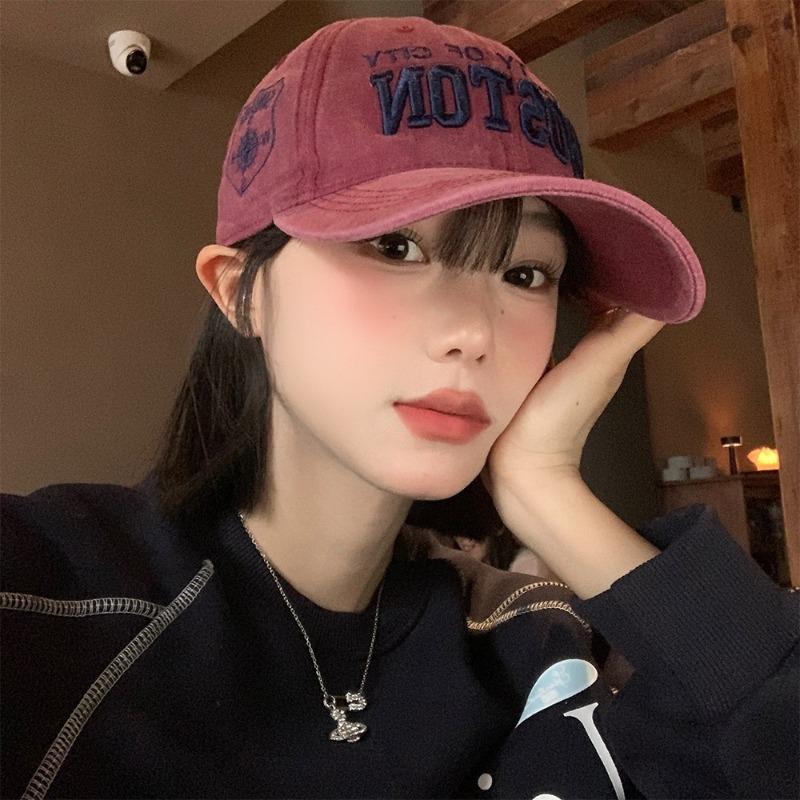 American Retro Baseball Cap, Spring and Summer Korean Embroidery,versatile and Eye-catching, Small and Wide Brim,duck Tongue Hat