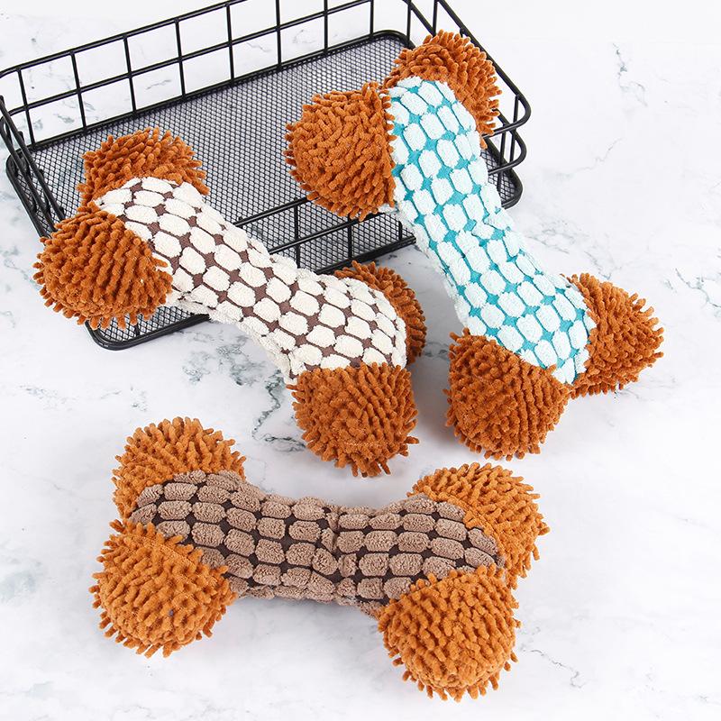 Durable Teething, Vocal Plush Dog Toys, Pet Supplies, Carpet, Bone Style