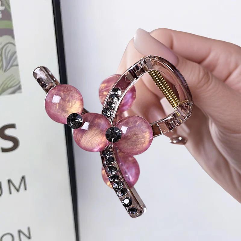 

2025 Trendy Medium Rhinestone Claw Clip for Women - Light Luxury Style, Ideal for Low-Volume Hair