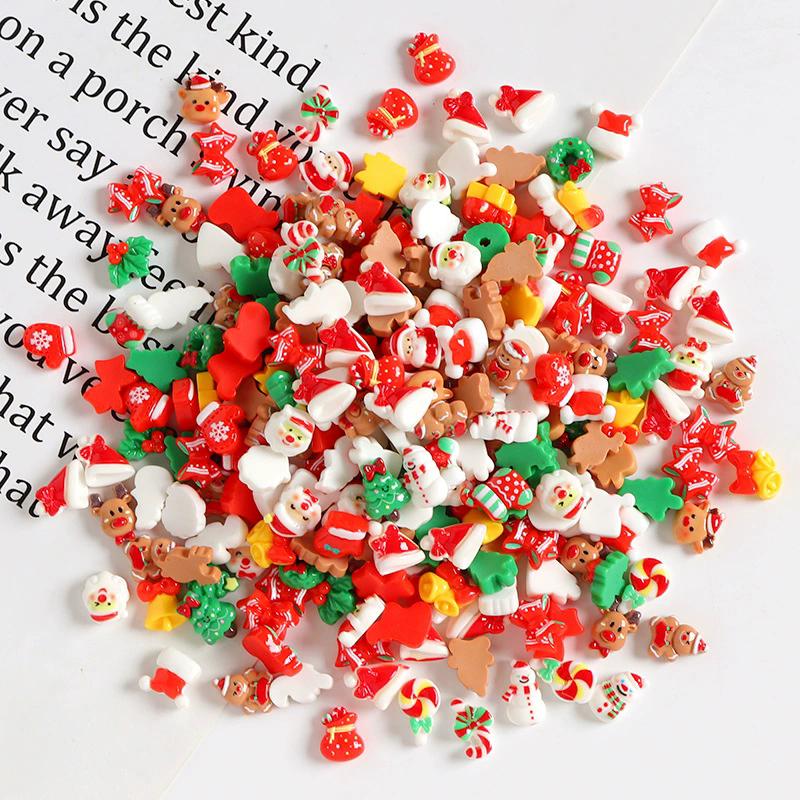 WTEMPO Mini Cute Christmas Resin Accessories Suitable for DIY Crafts Hairband Accessories Scrapbooking Phone Case Making Accessories Party Gifts