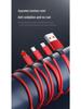 66W Fast-Charging Retractable 3-in-1 Data Cable with Storage & Electroplated Type-C