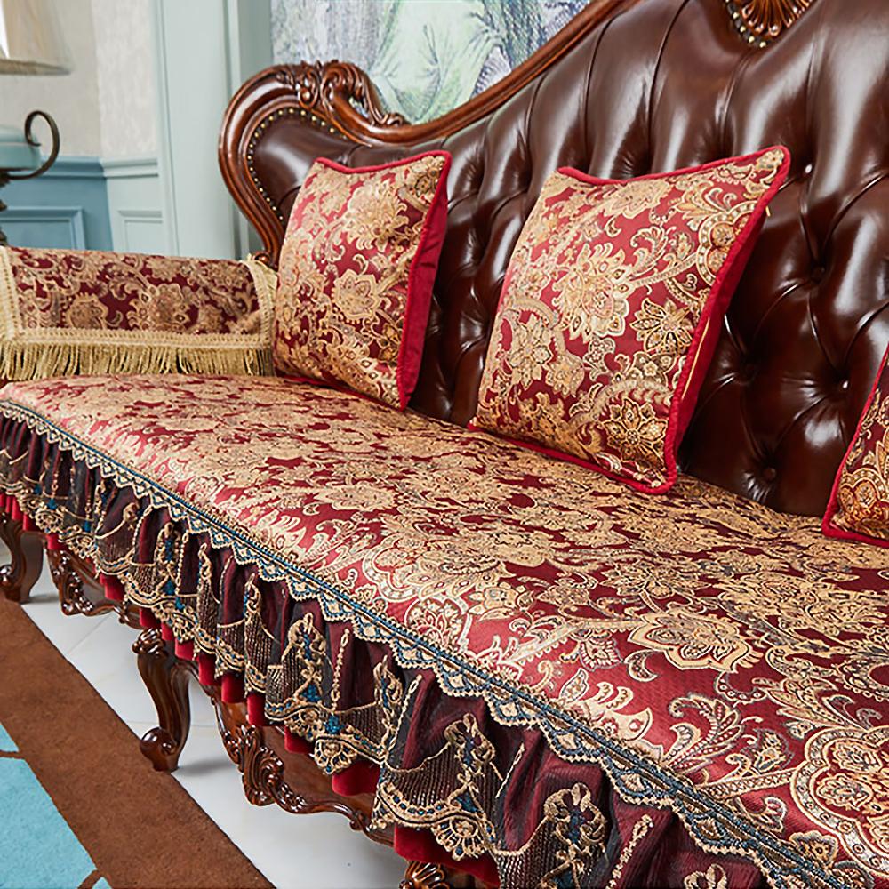 European Style Sofa Covers Luxury Solid Chenille Anti-slip Couch Cushion Living Room Sofa Armchair Towel Slipcover Home Decor