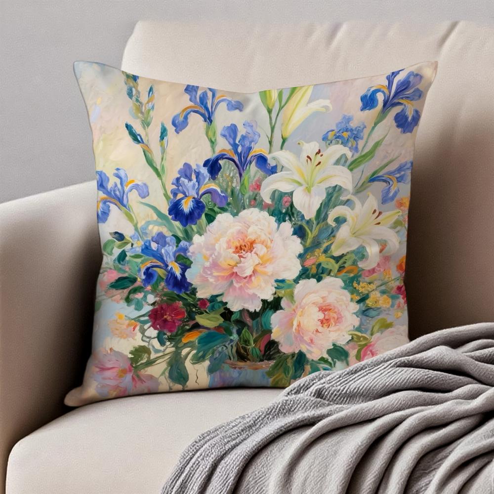 Цветочная ваза Наволочка Наволочка Защита от пылевых клещей Невидимая молния Короткий плюш Подушка для дивана 30X30cm